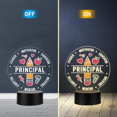 Principal Table lamp with warm white light Principal Appreciate gift Principal Office Decor Light School Principal Gift